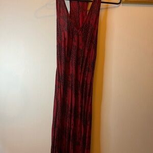 Oli. Red Maxi Dress with Black Floral Print